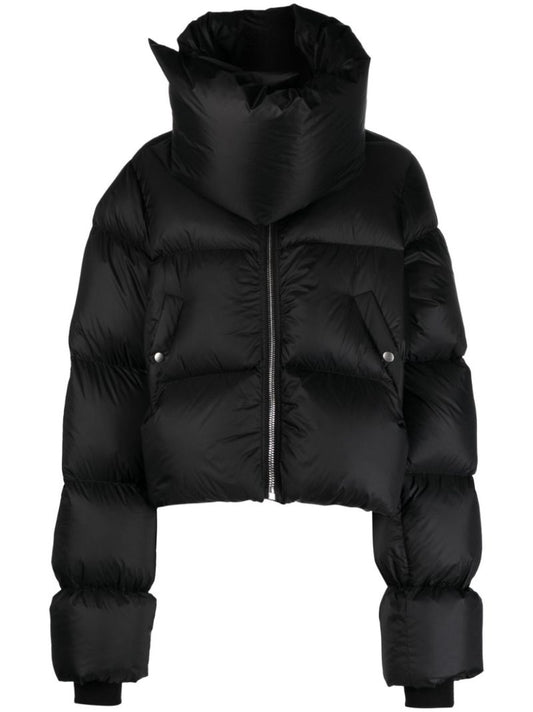 Black Funnel-neck Puffer Jacket