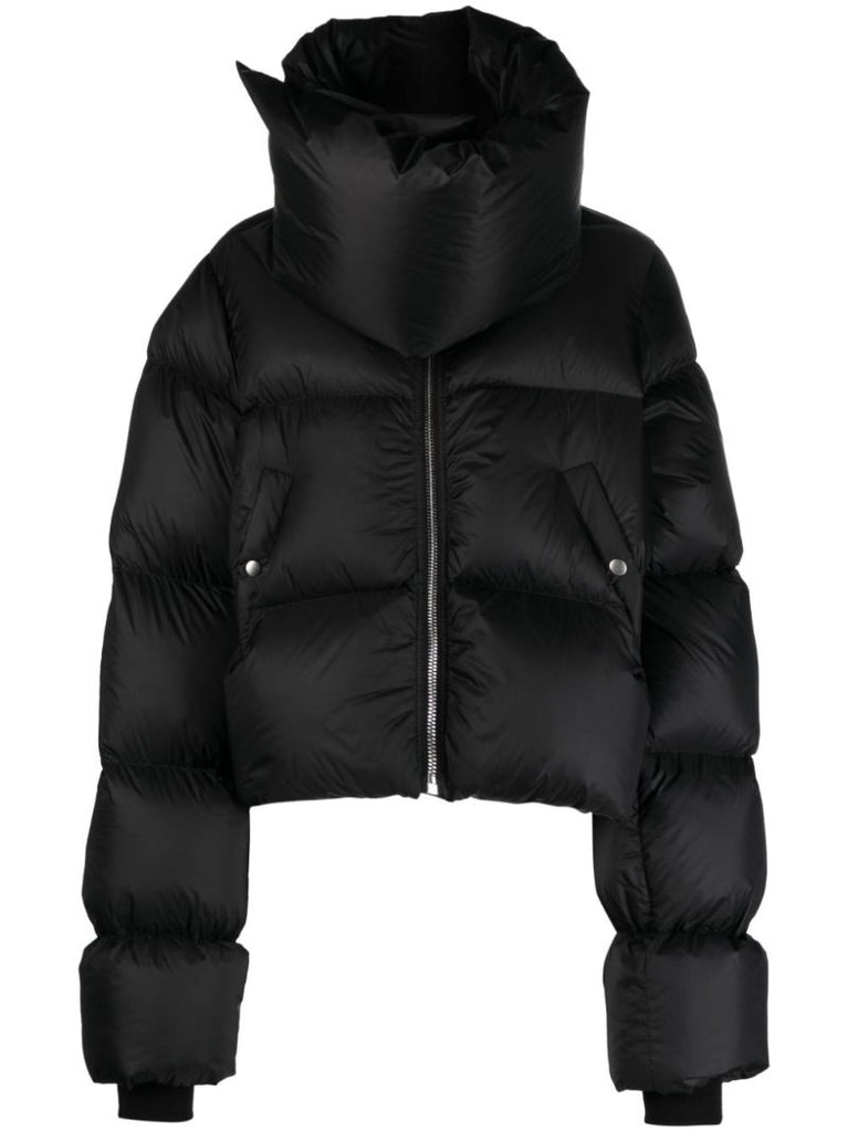 Black Funnel-neck Puffer Jacket