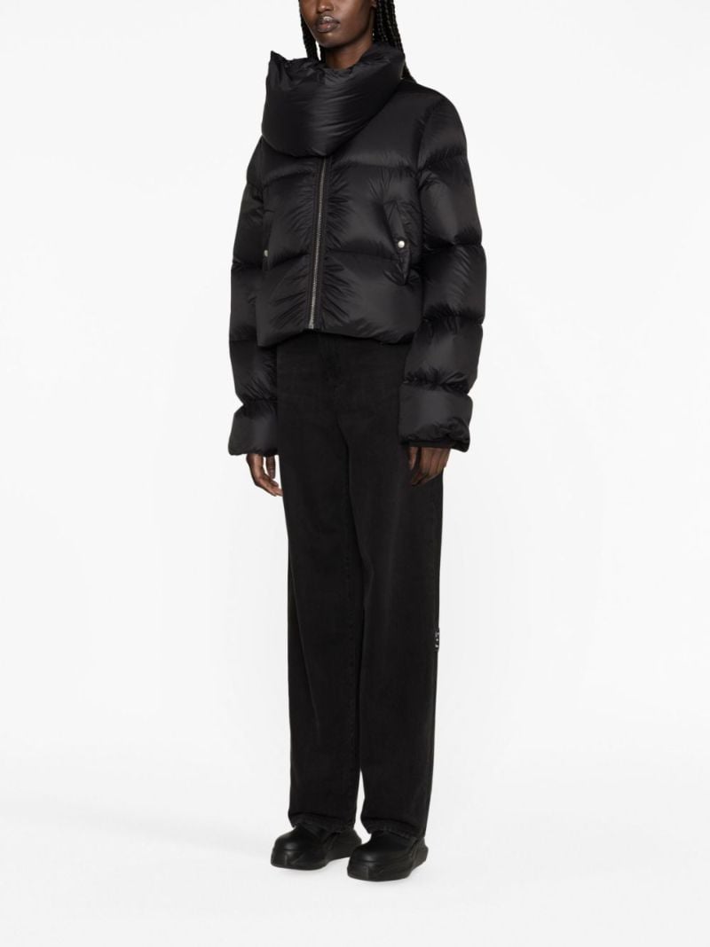 Black Funnel-neck Puffer Jacket
