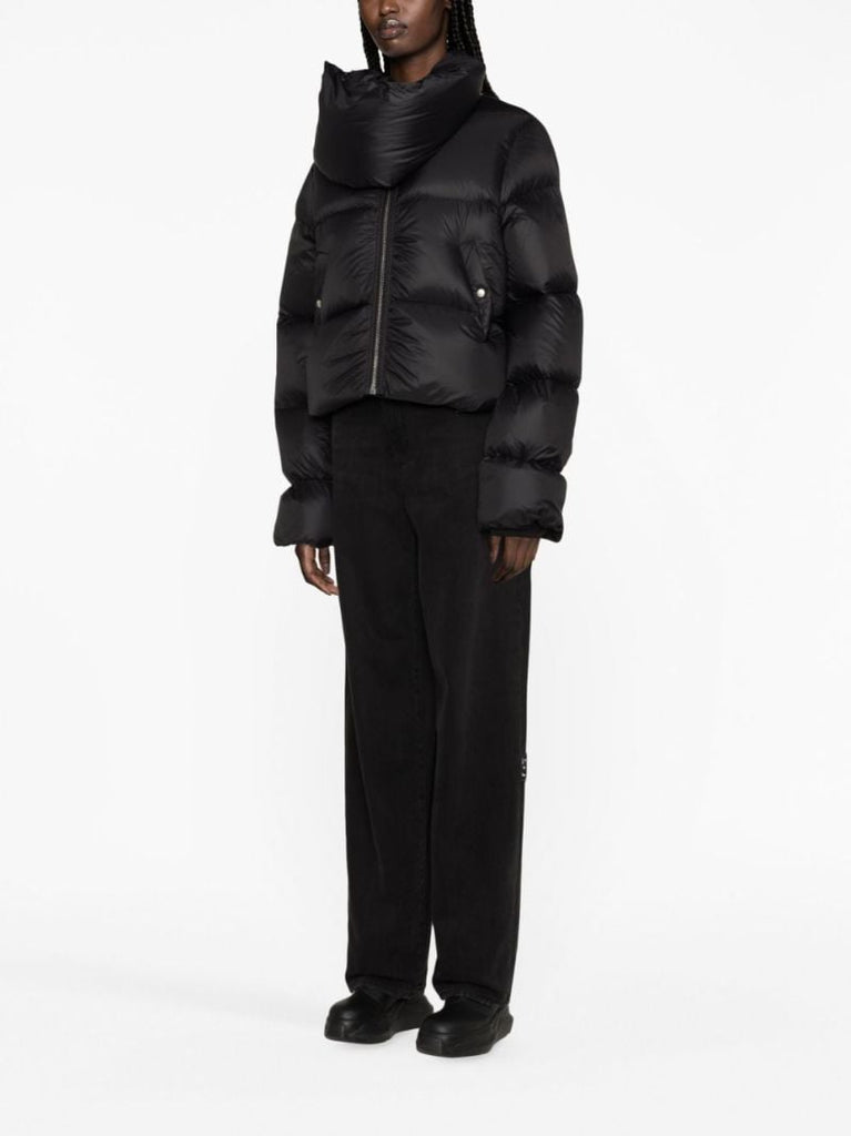 Black Funnel-neck Puffer Jacket