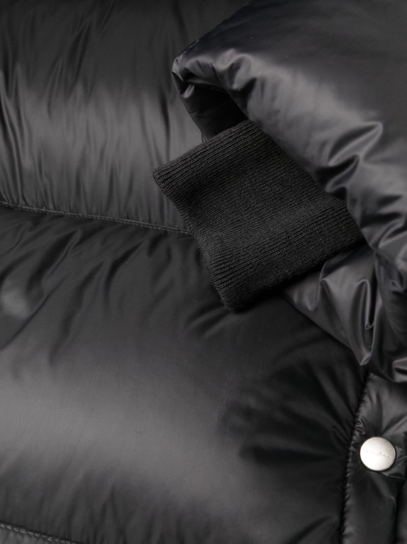 Black Hooded Quilted Long Coat