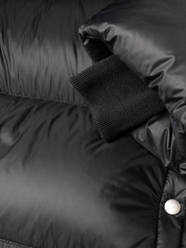 Black Hooded Quilted Long Coat