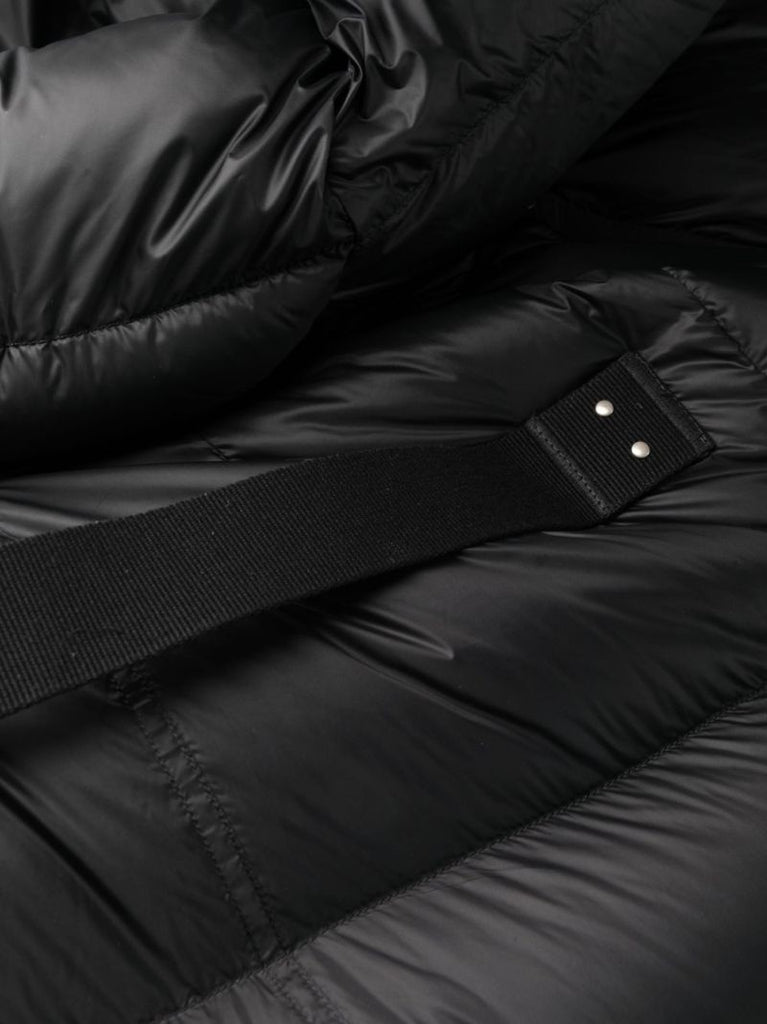 Black Hooded Quilted Long Coat