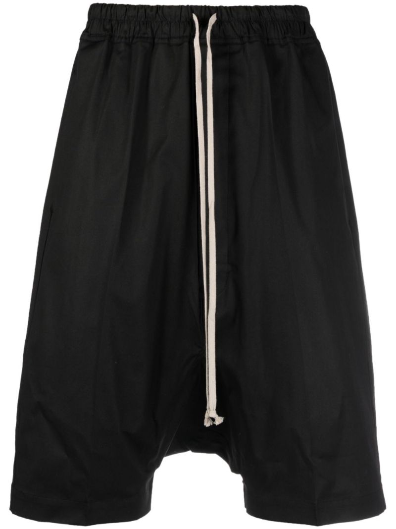Black Cotton Drop-crotch Shorts