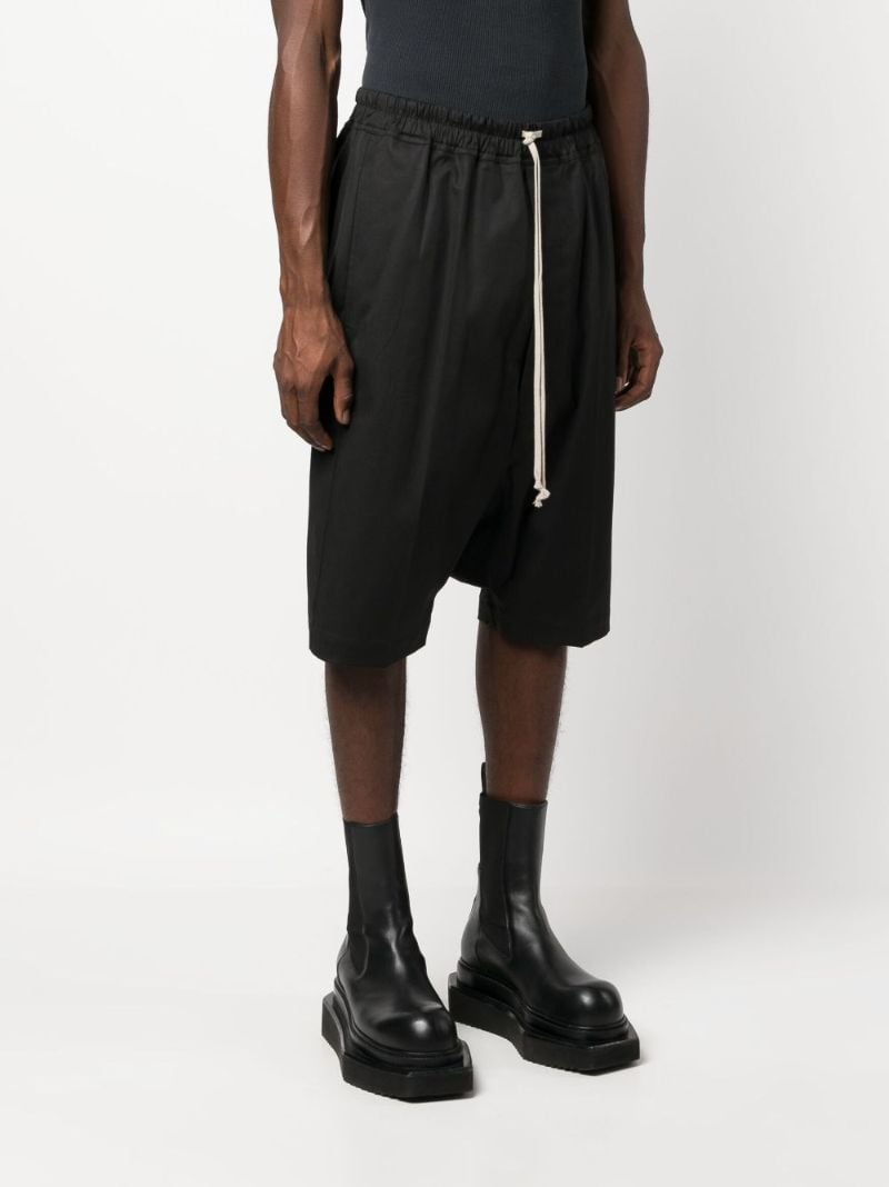Black Cotton Drop-crotch Shorts