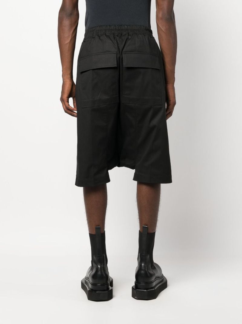 Black Cotton Drop-crotch Shorts
