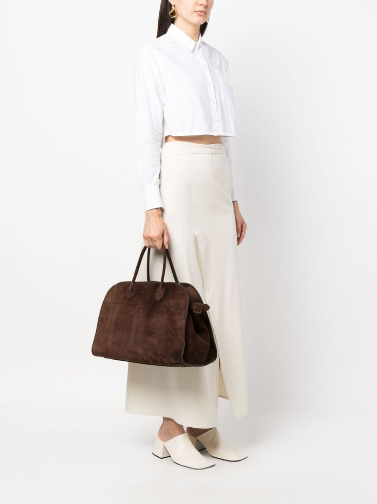 Brown Soft Margaux 17 Suede Tote Bag