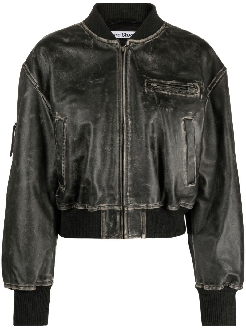 Black Distressed Leather Jacket