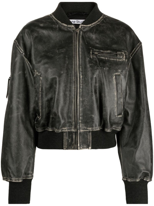 Black Distressed Leather Jacket