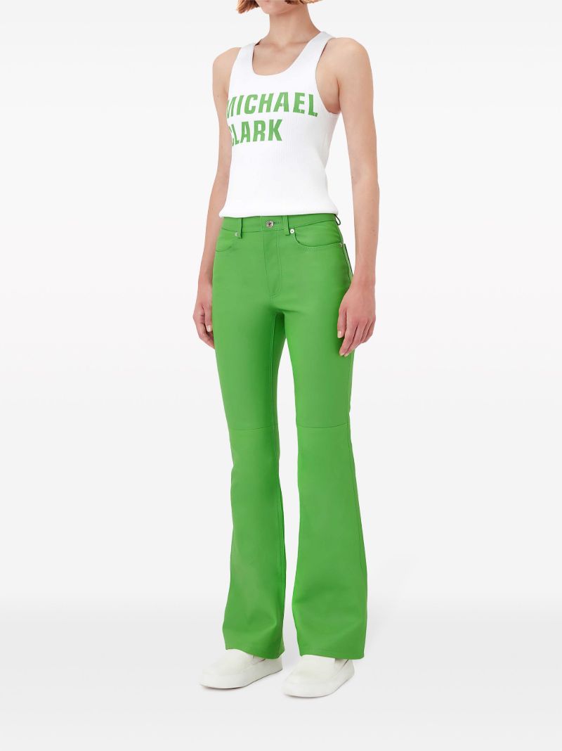 Green Leather Flared Trousers