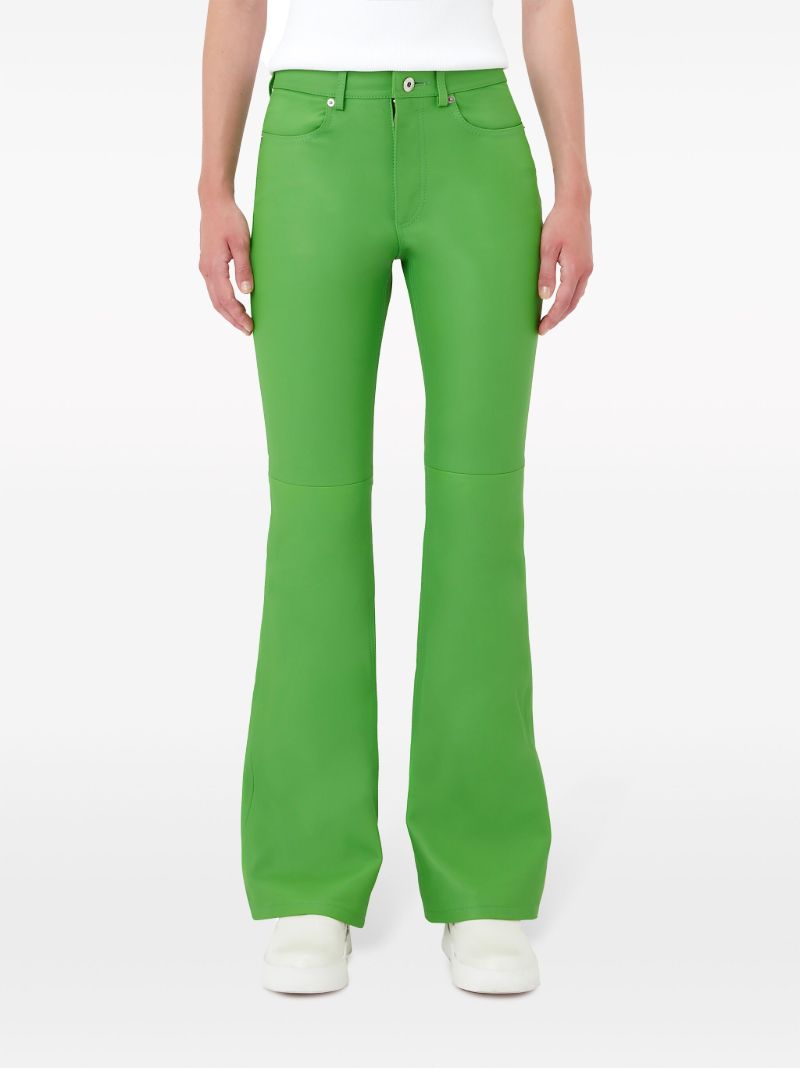 Green Leather Flared Trousers
