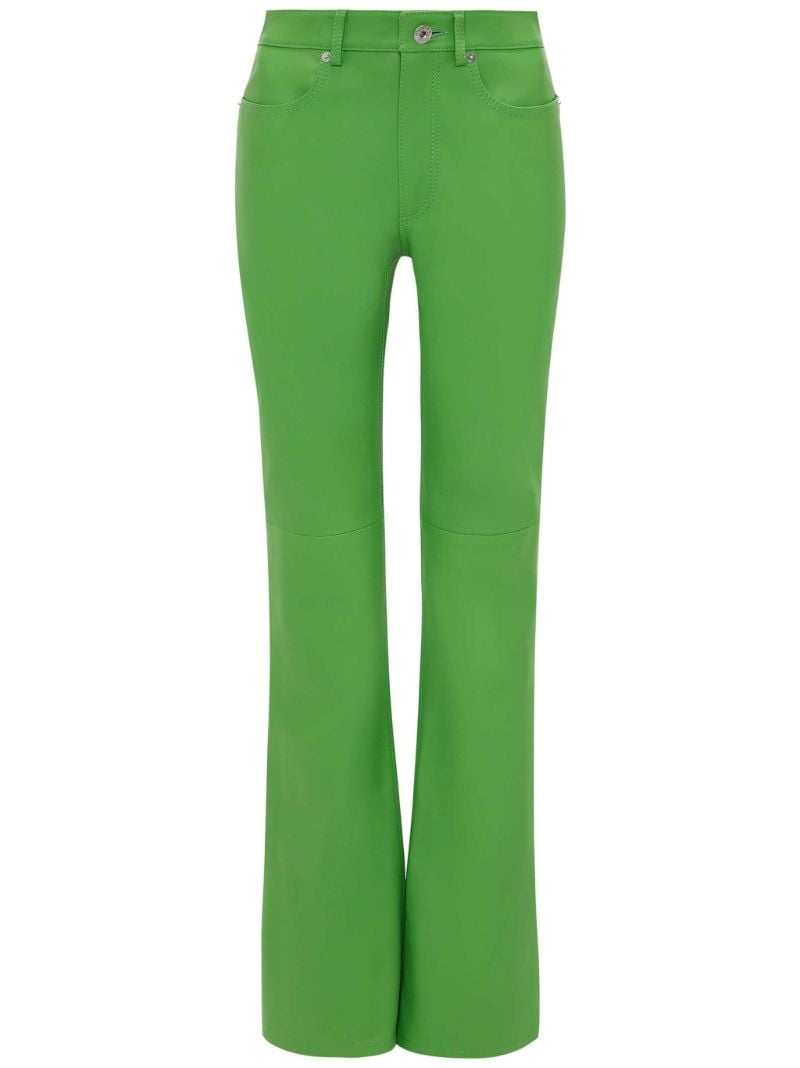 Green Leather Flared Trousers