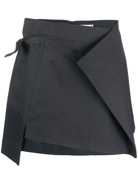 Blue Asymmetric Folded Mini Skirt