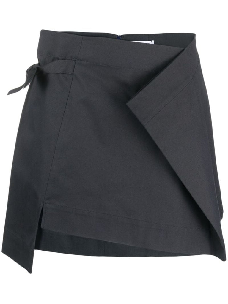 Blue Asymmetric Folded Mini Skirt