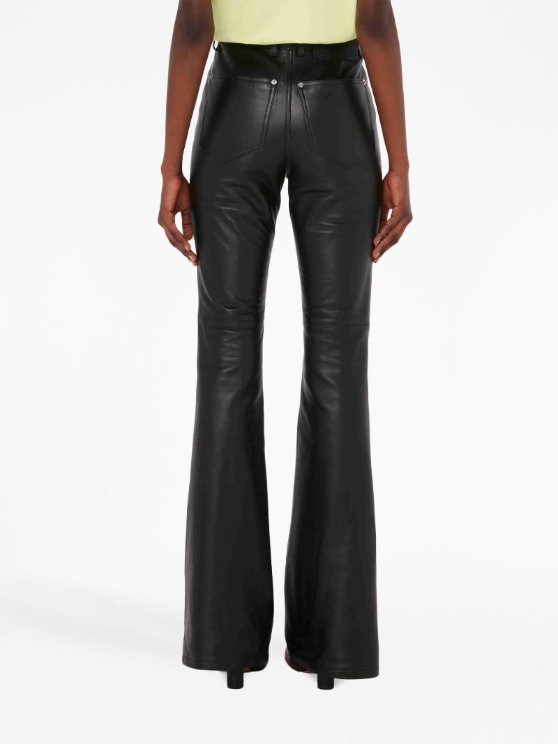 Black Flared Leather Trousers