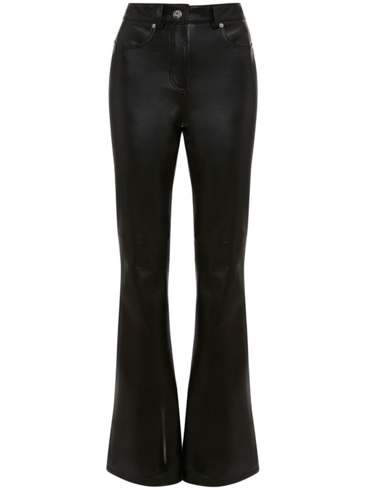 Black Flared Leather Trousers