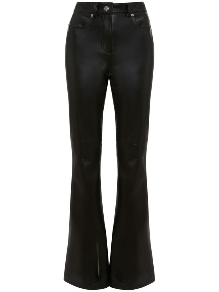 Black Flared Leather Trousers