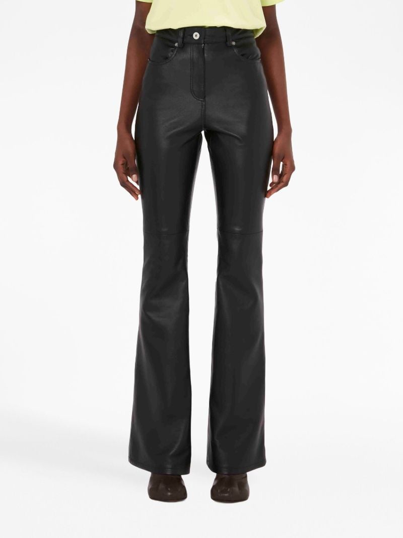 Black Flared Leather Trousers