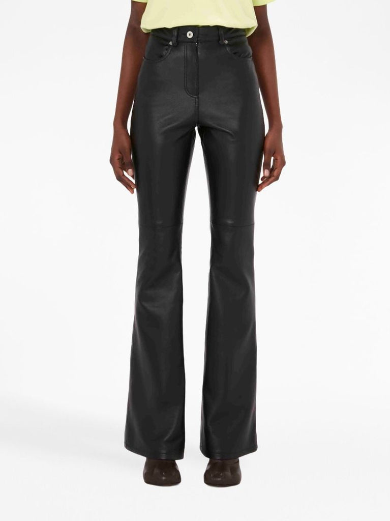 Black Flared Leather Trousers