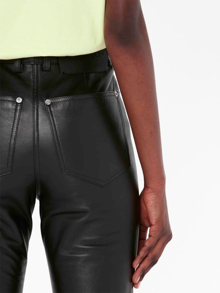 Black Flared Leather Trousers