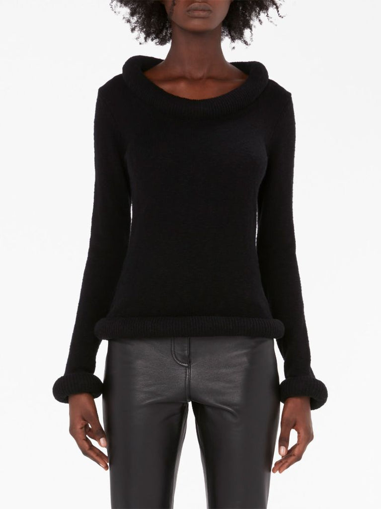 Black Bumper-trim Cotton Sweater
