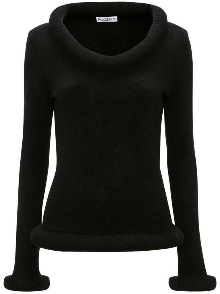 Black Bumper-trim Cotton Sweater