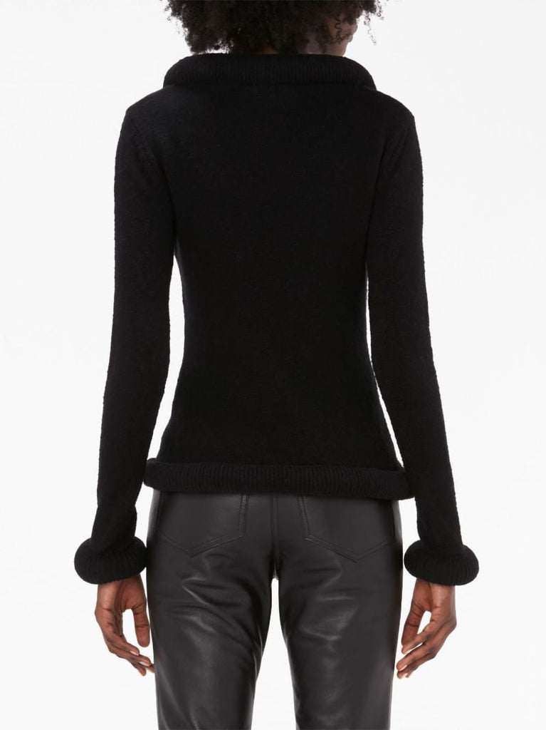 Black Bumper-trim Cotton Sweater