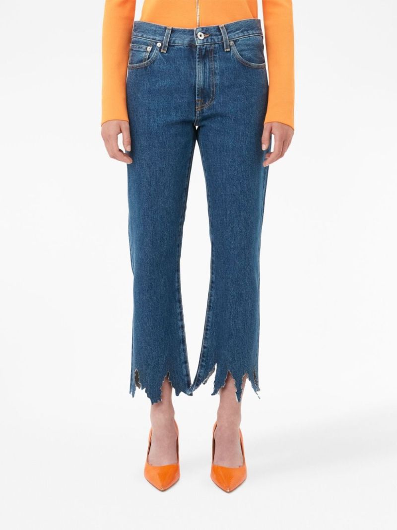 Blue Lasercut Cropped Jeans