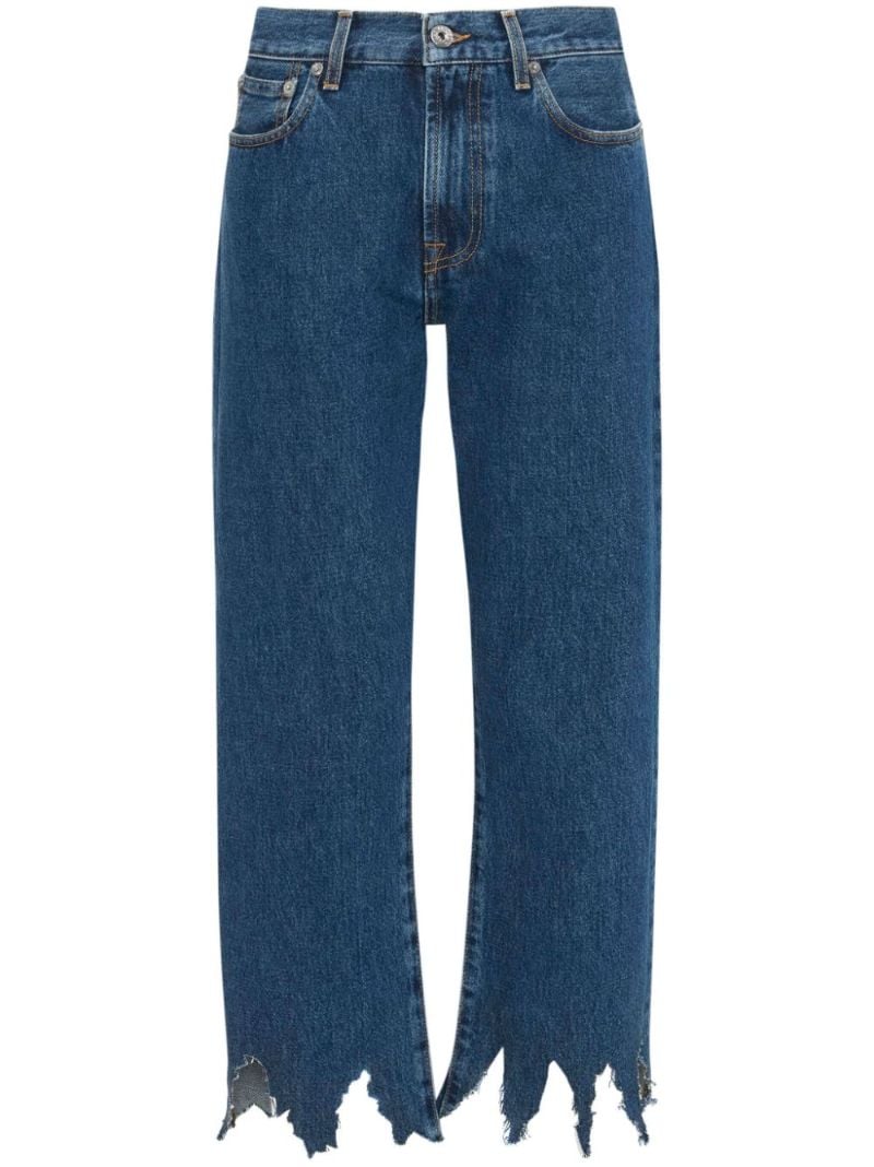 Blue Lasercut Cropped Jeans