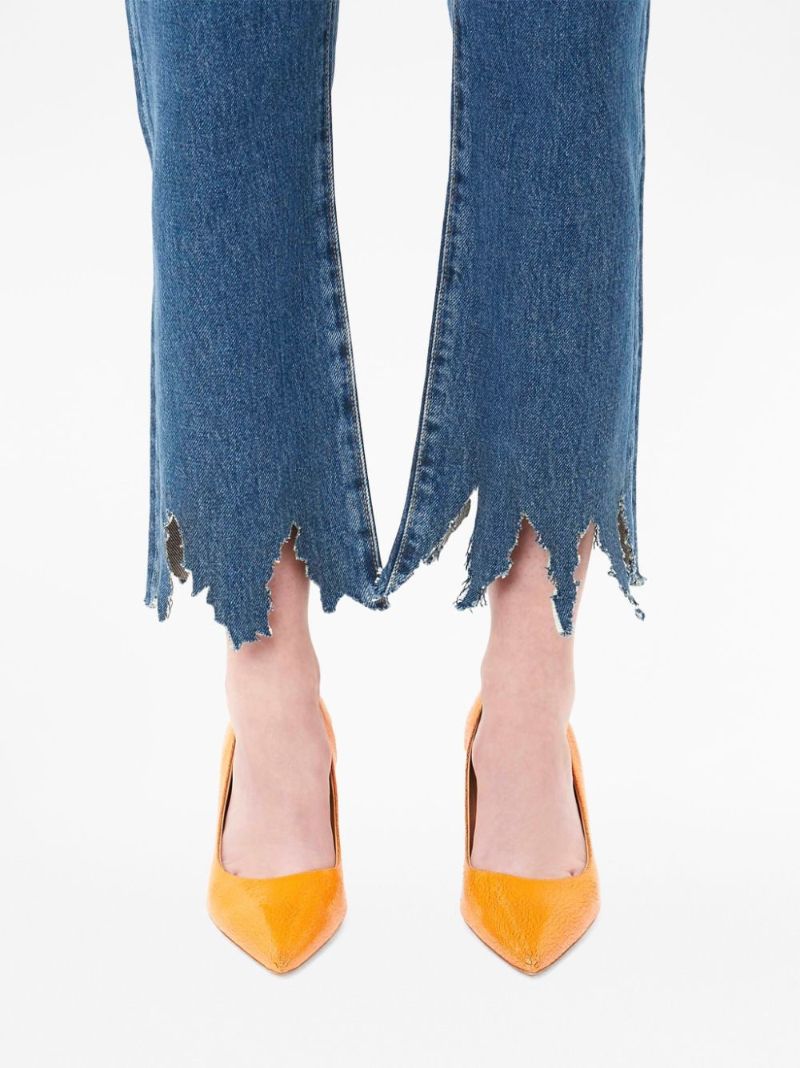 Blue Lasercut Cropped Jeans