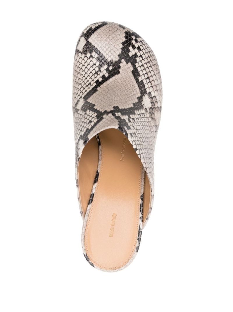Grey 80 Snake-effect Leather Mules