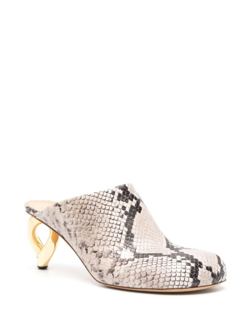 Grey 80 Snake-effect Leather Mules