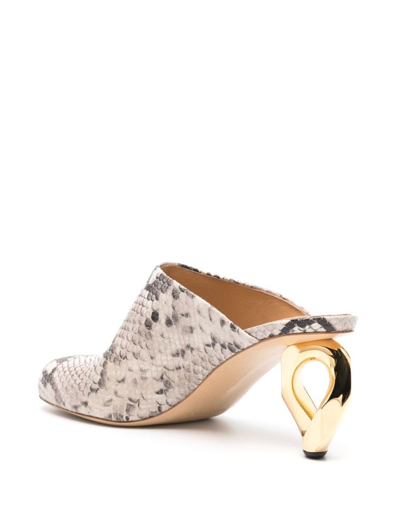 Grey 80 Snake-effect Leather Mules