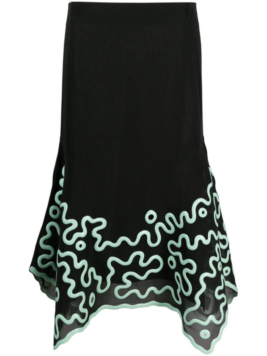 Green Abstract 3d-print Silk Skirt