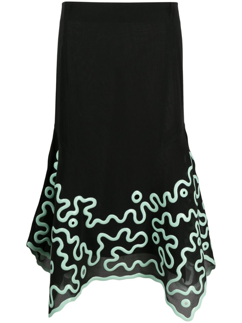 Green Abstract 3d-print Silk Skirt