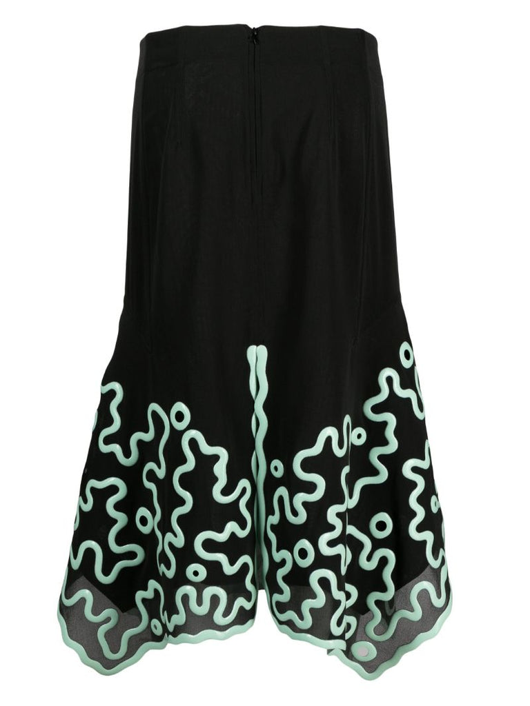 Green Abstract 3d-print Silk Skirt