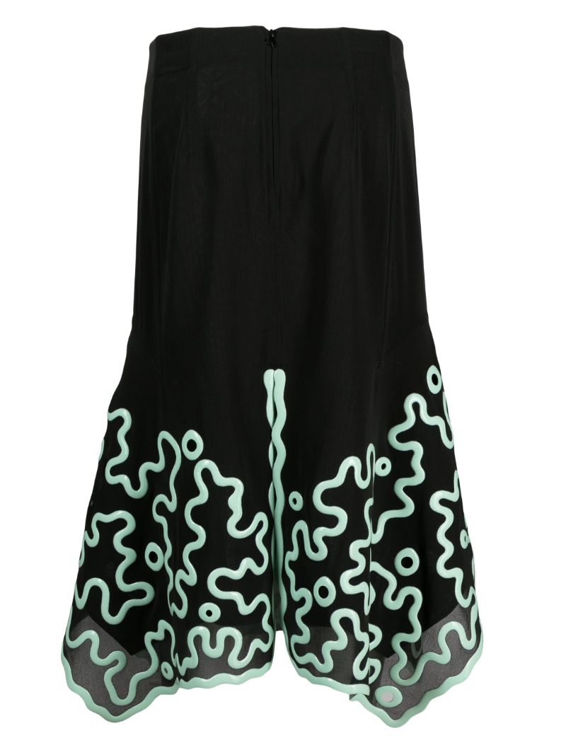 Green Abstract 3d-print Silk Skirt