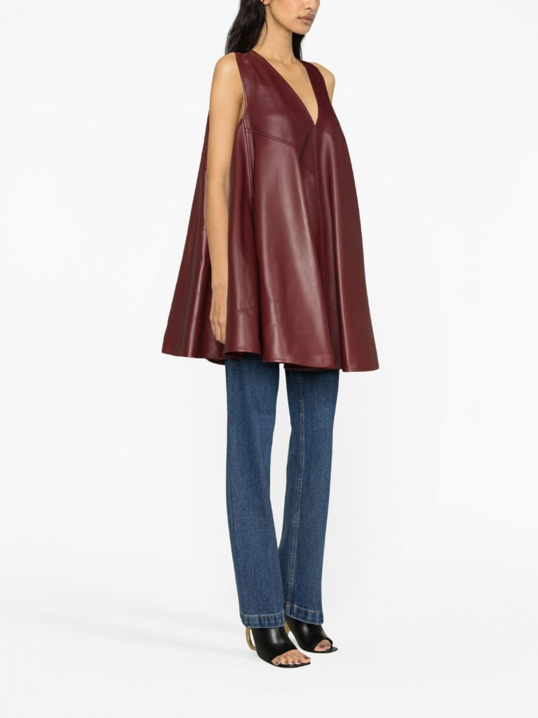 Red Panelled Leather Mini Dress