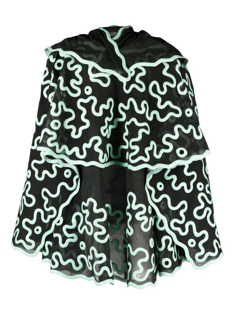 Green 3d-printed Sheer Cape Blouse