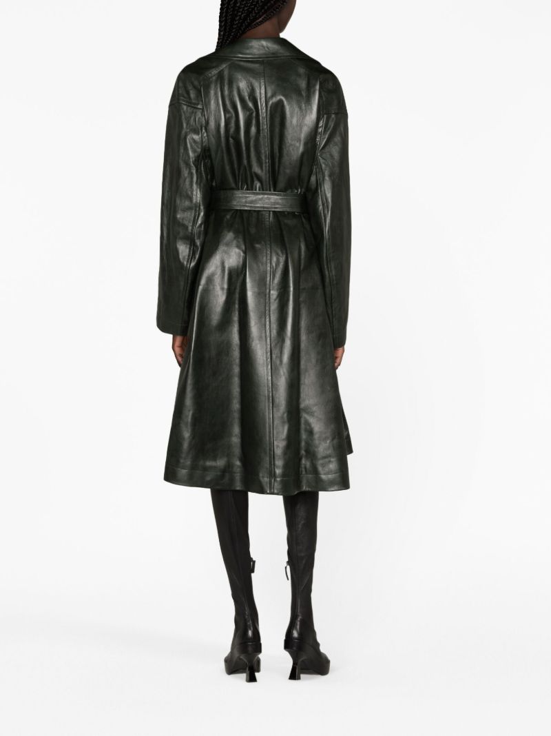 Green Belted Leather Coat