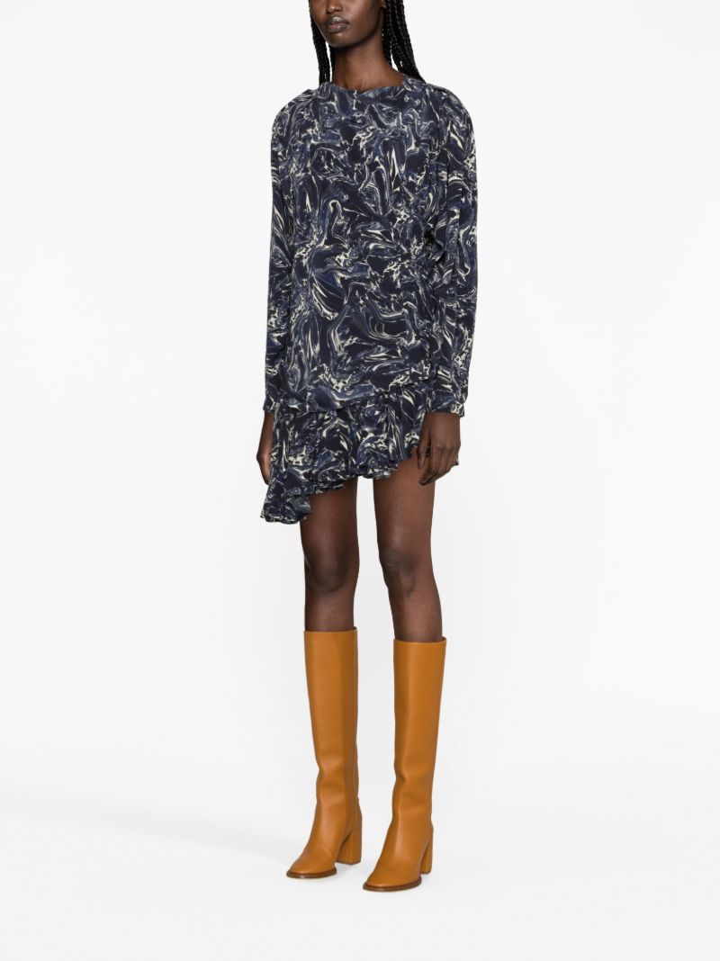Blue Tiphaine Marble-print Silk Blouse