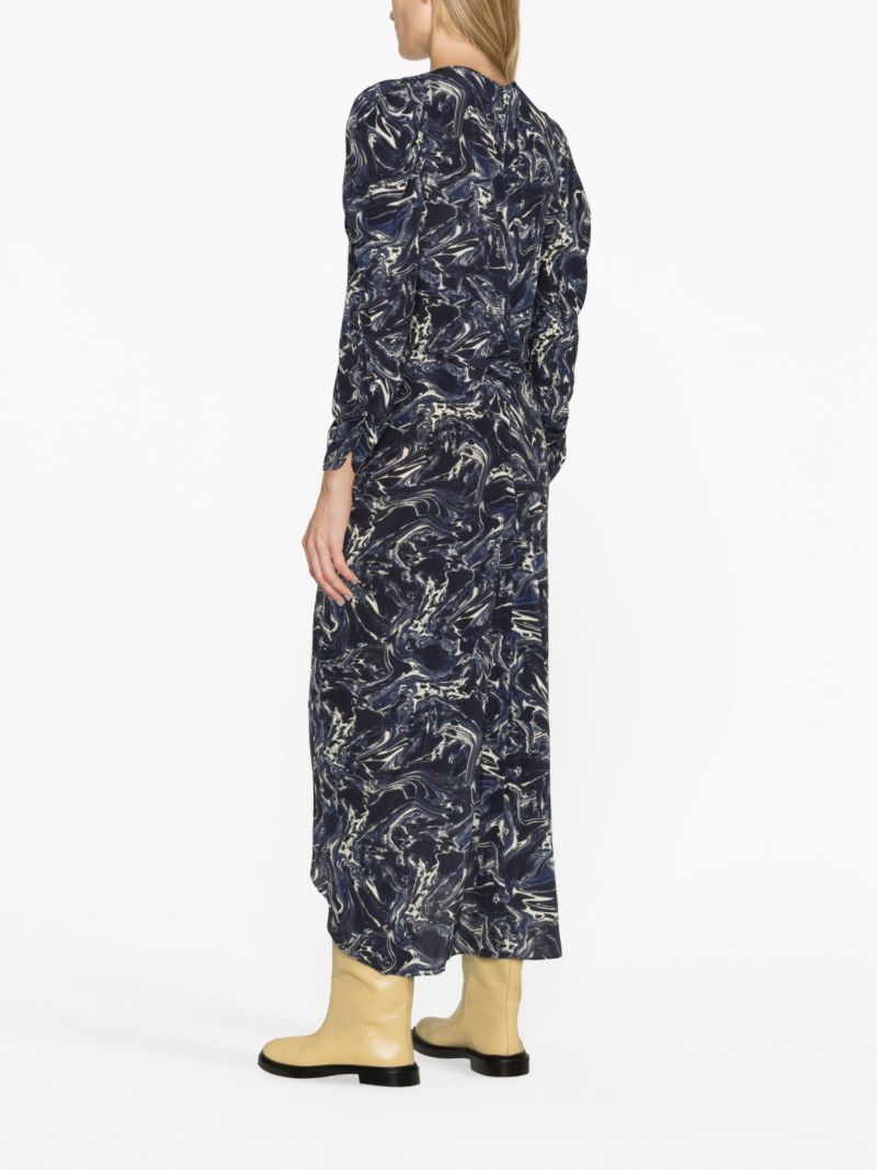 Blue Albini Marble-print Silk Dress