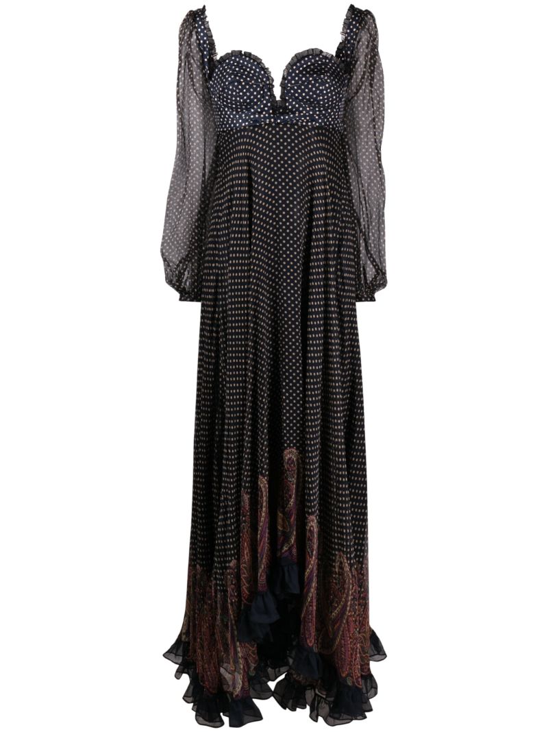 Blue Graphic Print Silk Dress