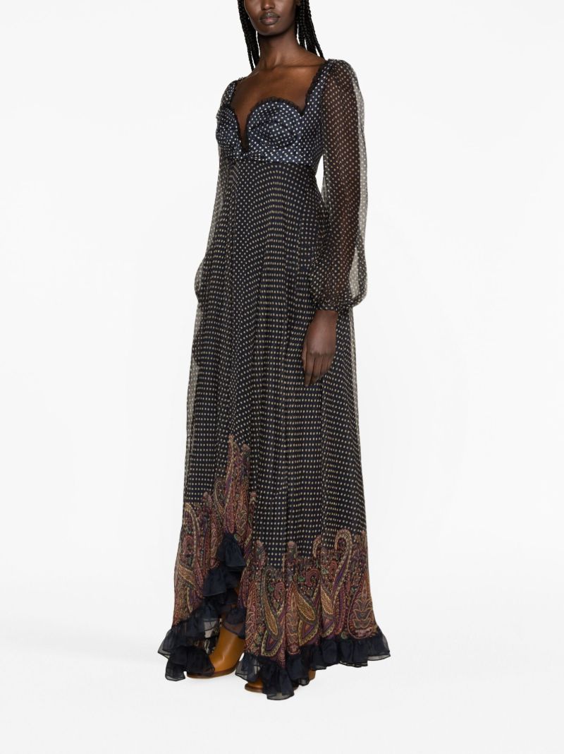 Blue Graphic Print Silk Dress