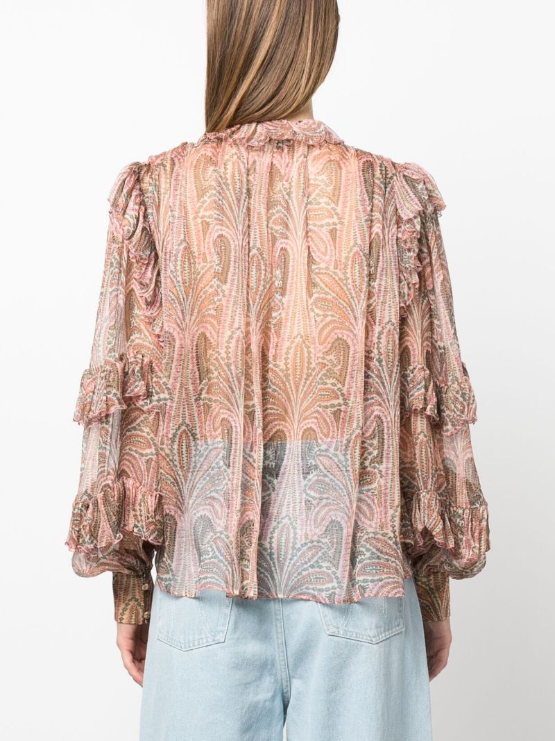 Pink Paisley-print Silk Top