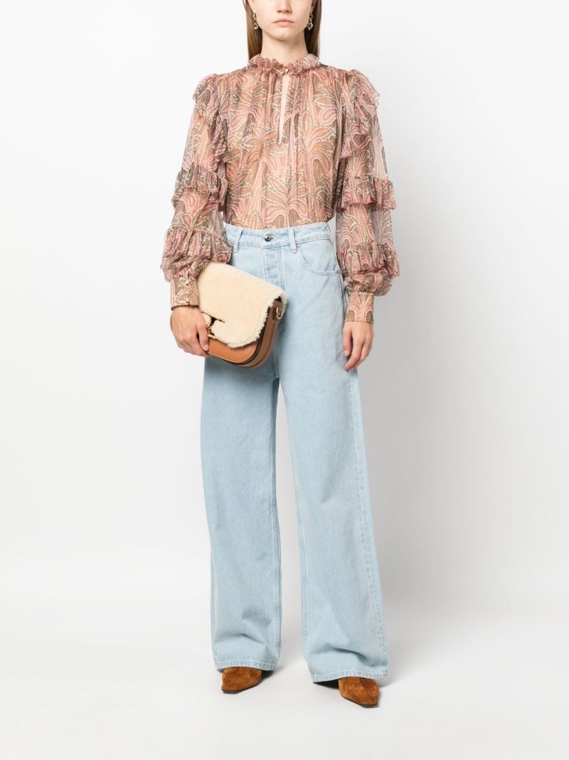 Pink Paisley-print Silk Top