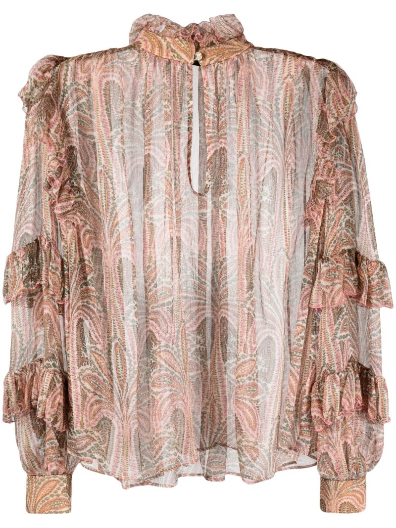 Pink Paisley-print Silk Top