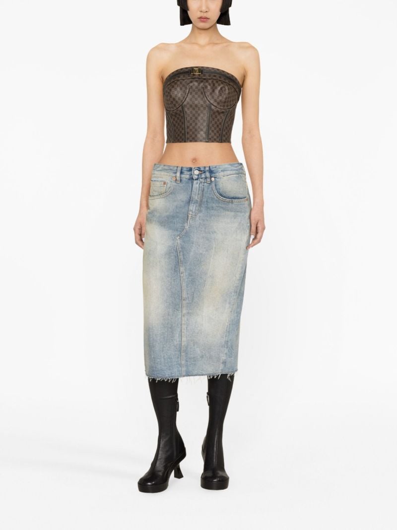 Brown Mini Monogram-print Leather Top