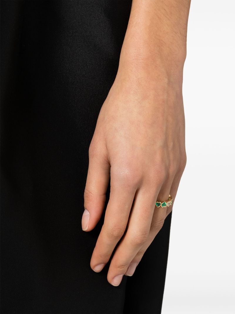 18k Yellow Gold Emerald and Diamond Ring