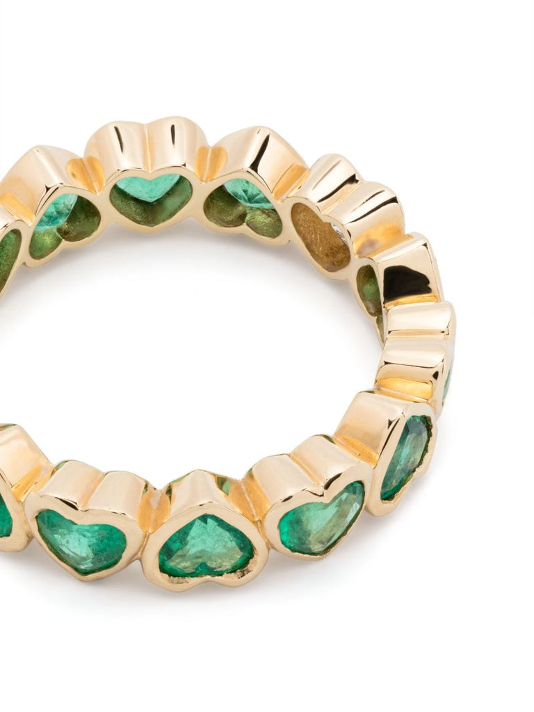 18k Yellow Gold Emerald and Diamond Ring